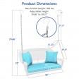 White Resin Wicker Porch Swing with Sky Blue Cushion