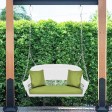 White Resin Wicker Porch Swing with Sage Green Cushion