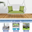White Resin Wicker Porch Swing with Sage Green Cushion