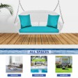 White Resin Wicker Porch Swing with Turquoise Cushion