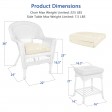 White Wicker Chair And End Table Set With Ivory Chair Cushion