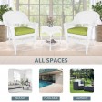 White Wicker Chair And End Table Set With Sage Green Chair Cushion