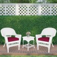 White Wicker Chair And End Table Set With Red Chair Cushion