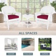 White Wicker Chair And End Table Set With Red Chair Cushion