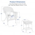 White Wicker Chair And End Table Set Without Cushion