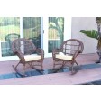 Santa Maria Honey Wicker Rocker Chair with Ivory Cushion - Set of 2