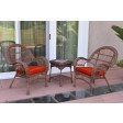 3pc Santa Maria Honey Wicker Chair Set - Brick Red Cushions