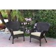 Set of 2 Windsor Espresso Resin Wicker Chair with Ivory Cushion