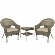 Set of 3 Grey Resin Wicker Clark Single Chair with 2 inch Tan Cushion and End Table
