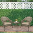 Set of 3 Grey Resin Wicker Clark Single Chair with 2 inch Tan Cushion and End Table