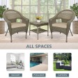 Set of 3 Grey Resin Wicker Clark Single Chair with 2 inch Tan Cushion and End Table