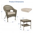 Set of 3 Grey Resin Wicker Clark Single Chair with 2 inch Tan Cushion and End Table