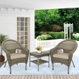 Set of 3 Grey Resin Wicker Clark Single Chair with 2 inch Tan Cushion and End Table