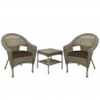 Set of 3 Grey Resin Wicker Clark Single Chair with 2 inch Cushion and End Table