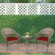 Set of 3 Resin Wicker Clark Single Chair with 2 inch Brick Red Cushion and End Table