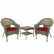Set of 3 Grey Resin Wicker Clark Single Chair with 2 inch Cushion and End Table