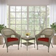 Set of 3 Resin Wicker Clark Single Chair with 2 inch Brick Red Cushion and End Table