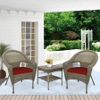 Set of 3 Resin Wicker Clark Single Chair with 2 inch Brick Red Cushion and End Table