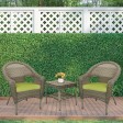 Set of 3 Grey Resin Wicker Clark Single Chair with 2 inch Sage Green Cushion and End Table