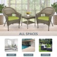 Set of 3 Grey Resin Wicker Clark Single Chair with 2 inch Sage Green Cushion and End Table