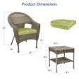 Set of 3 Grey Resin Wicker Clark Single Chair with 2 inch Sage Green Cushion and End Table