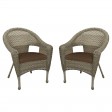 Set of 2 Grey Resin Wicker Clark Single Chair with 2 inch Cushion