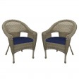 Set of 2 Grey Resin Wicker Clark Single Chair with 2 inch Cushion