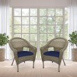 Set of 2 Grey Resin Wicker Clark Single Chair with 2 inch Cushion