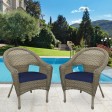 Set of 2 Grey Resin Wicker Clark Single Chair with 2 inch Cushion