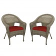 Set of 2 Grey Resin Wicker Clark Single Chair with 2 inch Cushion