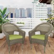 Set of 2 Grey Resin Wicker Clark Single Chair with 2 inch Sage Green Cushion