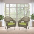 Set of 2 Grey Resin Wicker Clark Single Chair with 2 inch Sage Green Cushion