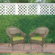 Set of 2 Grey Resin Wicker Clark Single Chair with 2 inch Sage Green Cushion
