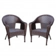 Set of 2 Espresso Resin Wicker Clark Single Chair without Cushion