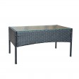 Aoife 4PC Steel Black Resin Wicker Patio Conversation Set with 2 Inch Tan cushion 