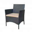 Aoife 4PC Steel Black Resin Wicker Patio Conversation Set with 2 Inch Tan cushion 