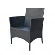Aoife 4PC Steel Black Resin Wicker Patio Conversation Set with 2 Inch Tan cushion 
