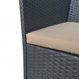 Aoife 4PC Steel Black Resin Wicker Patio Conversation Set with 2 Inch Tan cushion 