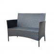 Aoife 4PC Steel Black Resin Wicker Patio Conversation Set with 2 Inch Tan cushion 