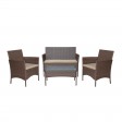 Conor 4PC Steel Esprsso Resin Wicker Patio Conversation Set with 2 Inch Tan cushion 