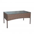 Conor 4PC Steel Esprsso Resin Wicker Patio Conversation Set with 2 Inch Tan cushion 