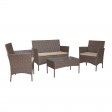 Conor 4PC Steel Esprsso Resin Wicker Patio Conversation Set with 2 Inch Tan cushion 