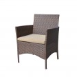 Conor 4PC Steel Esprsso Resin Wicker Patio Conversation Set with 2 Inch Tan cushion 