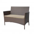 Conor 4PC Steel Esprsso Resin Wicker Patio Conversation Set with 2 Inch Tan cushion 