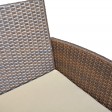 Conor 4PC Steel Esprsso Resin Wicker Patio Conversation Set with 2 Inch Tan cushion 