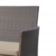 Conor 4PC Steel Esprsso Resin Wicker Patio Conversation Set with 2 Inch Tan cushion 
