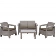 Pontus 4PC Grey Conversation Patio Set Brwon Cushion