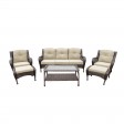6pc Wicker Seating Set with Ivory Cushions