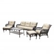 6pc Wicker Seating Set with Ivory Cushions