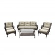 6pc Wicker Seating Set with Tan Cushions